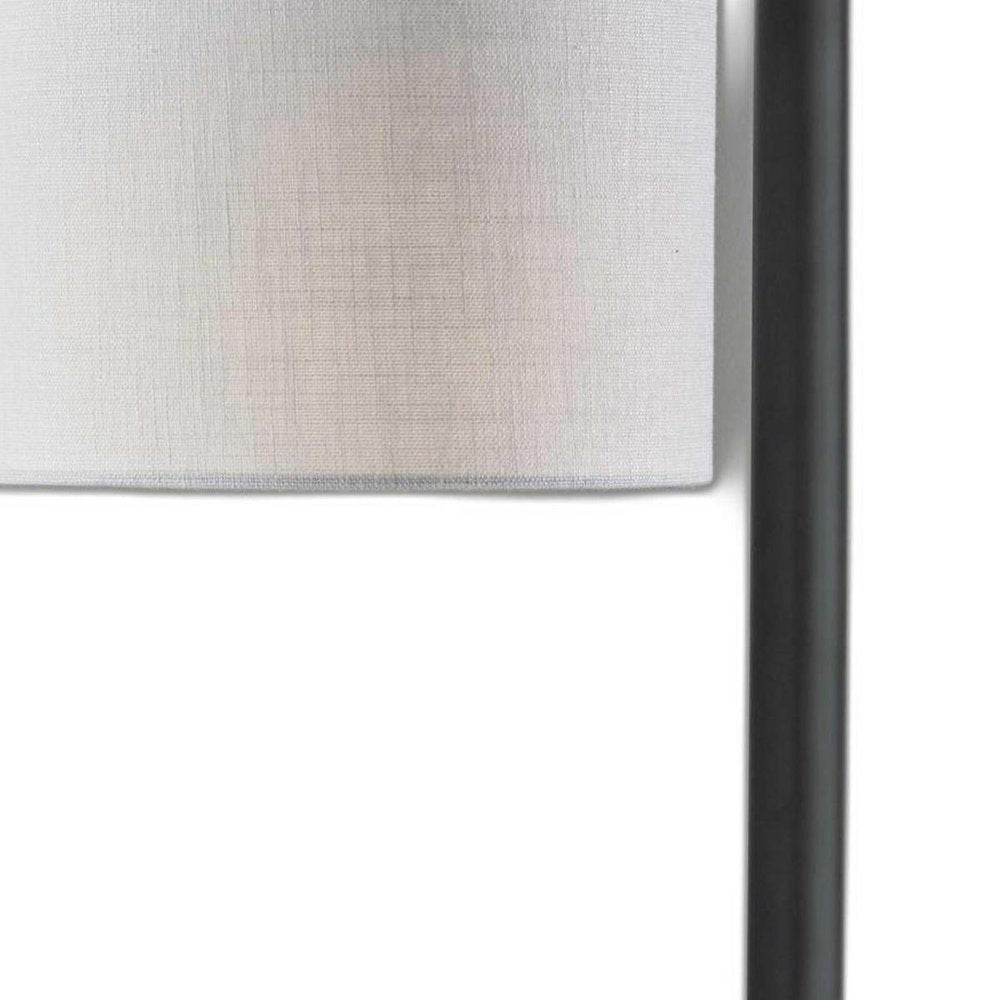 23" Gray Metal Novelty Table Lamp With White Empire Shade