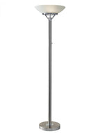 Frosted Glass Shade Uplighting Torchiere In Brushed Steel