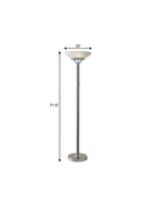 Frosted Glass Shade Uplighting Torchiere In Brushed Steel