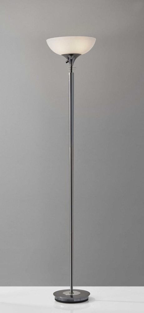 72" Silver With White Glass Shade