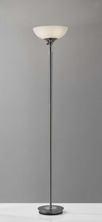 72" Silver With White Glass Shade
