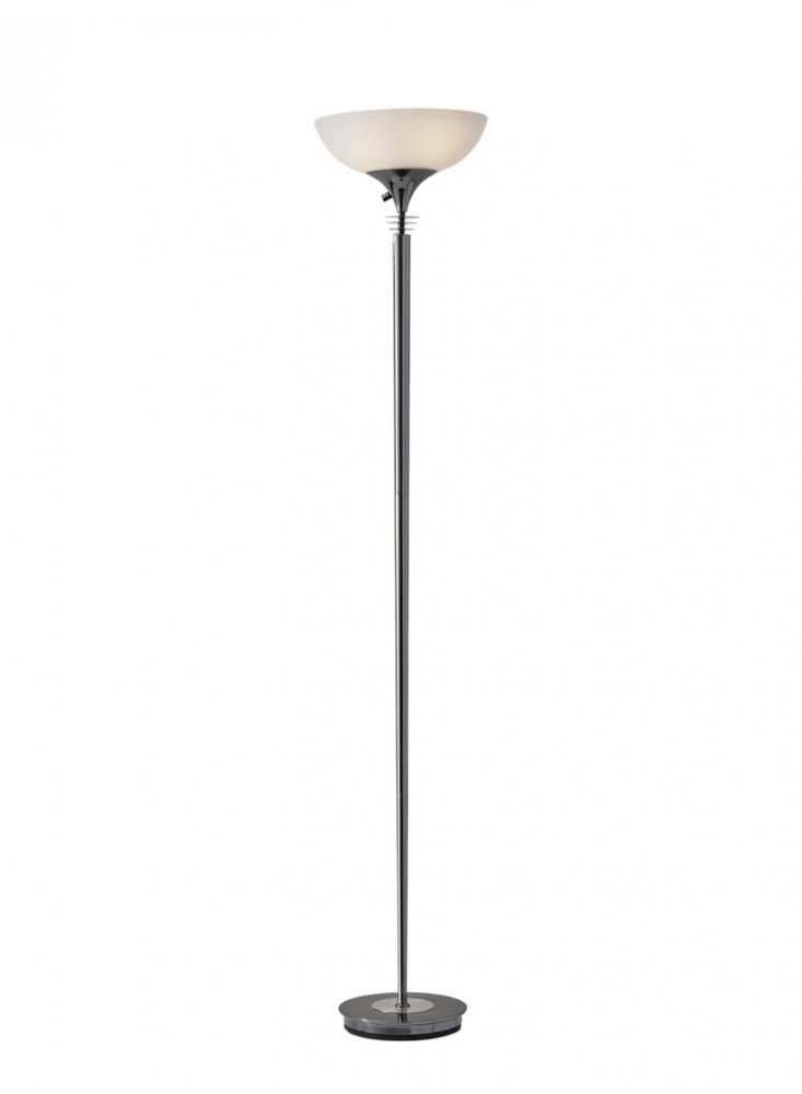 72" Silver With White Glass Shade
