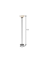 72" Silver With White Glass Shade