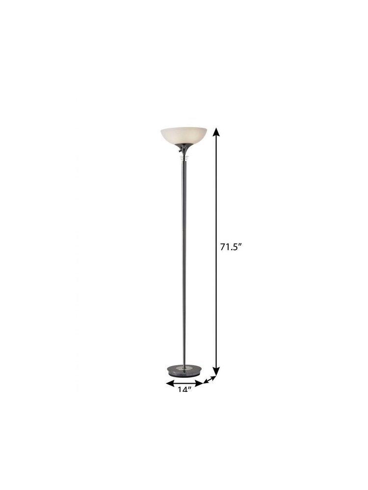 72" Silver With White Glass Shade