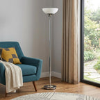 72" Silver With White Glass Shade