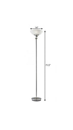 72" Silver With White Glass Shade