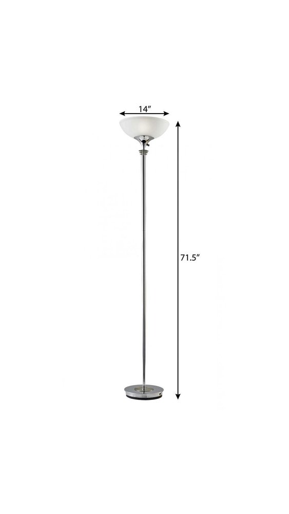 72" Silver With White Glass Shade