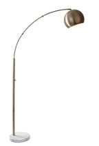 78" Brass Metal Arc Floor Lamp With Brass Metal Bowl Shade