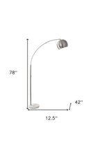 78" Brass Metal Arc Floor Lamp With Brass Metal Bowl Shade