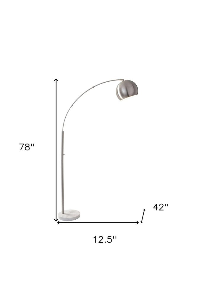 78" Brass Metal Arc Floor Lamp With Brass Metal Bowl Shade