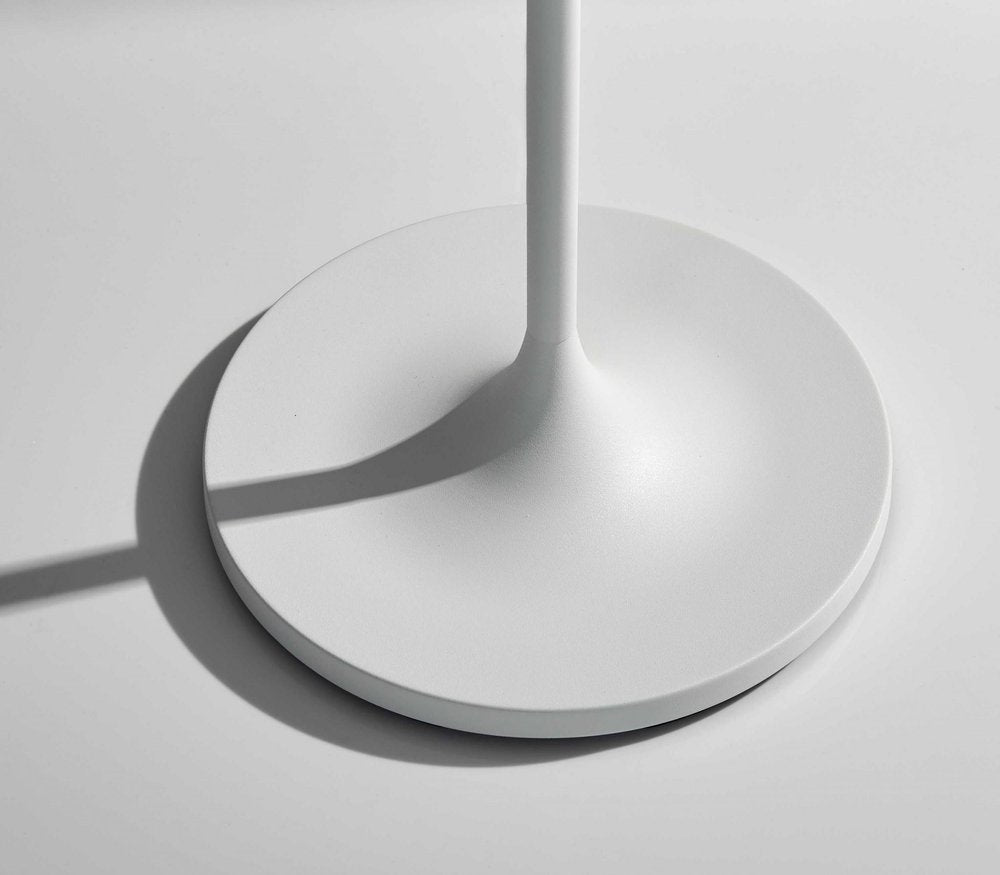 60" White Floor Lamp With White Fabric Drum Shade