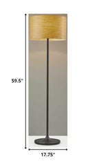 60" White Floor Lamp With White Fabric Drum Shade