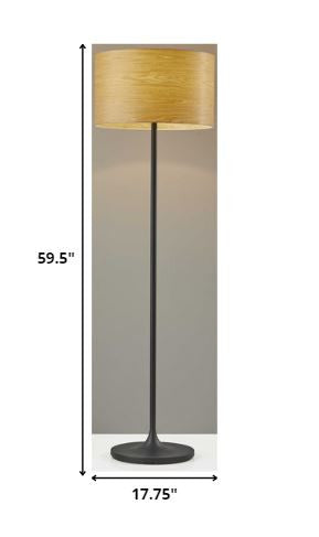 60" White Floor Lamp With White Fabric Drum Shade