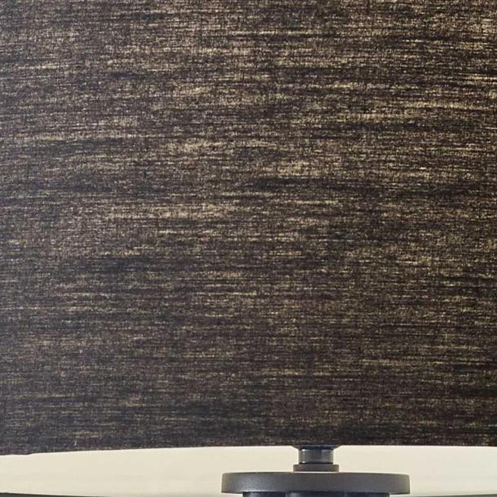 Black Metal Tripod Floor Lamp With Black Fabric Drum Shade