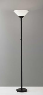 73" Black And White Torchiere Floor Lamp With White Acrylic Cone Shade