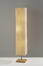 57" Brown And White Two Light Column Floor Lamp With White Paper Rectangular Shade