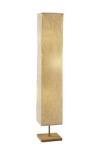 57" Brown And White Two Light Column Floor Lamp With White Paper Rectangular Shade