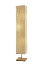 57" Brown And White Two Light Column Floor Lamp With White Paper Rectangular Shade