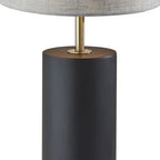 Black Wood Circular Block Table Lamp