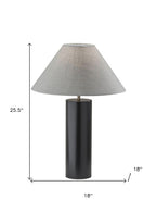 26" Natural Solid Wood Cylinder Table Lamp With White Cone Shade