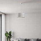 White Fabric Sleek Drum Pendant Lamp