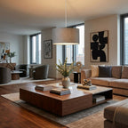 Burlap Fabric Light Brown Electric Drum Pendant Lamp