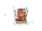 8" Himalayan Salt Accent Lamp With Black Cage Shade