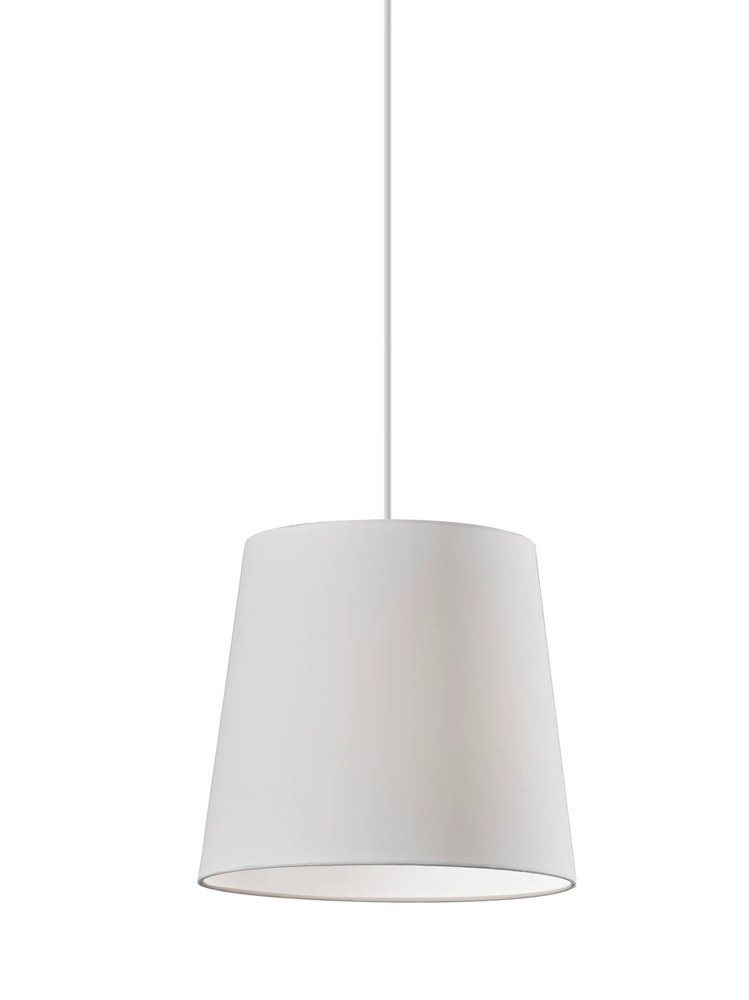 White Drum Textile Chandelier With White Shades