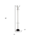 13" X 68" Brushed Steel Brushed Steel Stand  Coat Rack