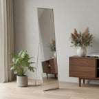 59" Silver Metal Framed Cheval Standing Mirror