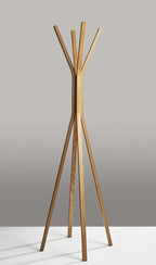 68" Natural Modern Wood Coat Tree Rack