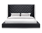 Black Tufted Faux Leather King Bed Frame