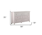 36" White Solid Wood Seven Drawer Dresser