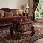 22" Chocolate Fabric Damask Footstool