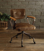 Black and Dark Brown Adjustable Swivel Leather Rolling Executive Office Chair