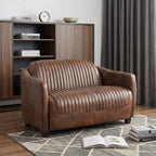 50" Brown Leather Loveseat