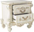 31" White Wood Two Drawer Nightstand