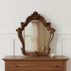 47" White And Silver Abstract Wood Framed Antiqued Glass Mounted Dresser Mirror