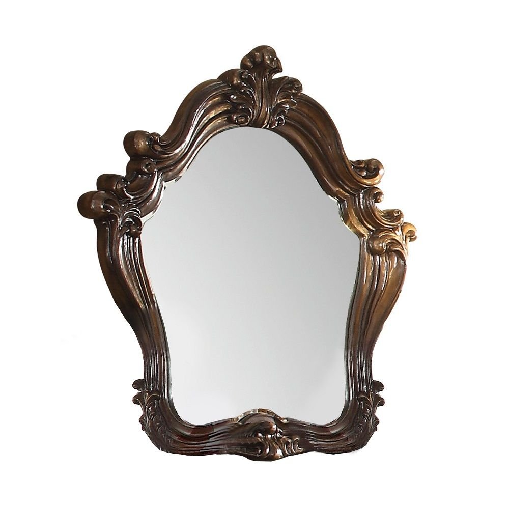 47" White And Silver Abstract Wood Framed Antiqued Glass Mounted Dresser Mirror