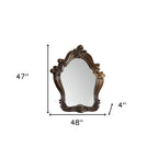 47" White And Silver Abstract Wood Framed Antiqued Glass Mounted Dresser Mirror