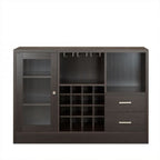 47" Espresso Solid Wood Frame With Five Shelves And Two Drawers