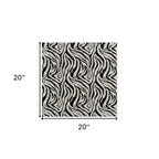 12" Black And White Zebra Iron And Resin Square Hanging Wall Tile
