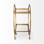 Gold 36" Round Rolling Kitchen Cart With Storage