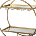 Gold 36" Round Rolling Kitchen Cart With Storage
