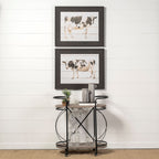 15" Black Solid Wood and Steel Round Rolling Kitchen Cart With Storage
