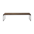 66" Brown And Black Metal and Solid Wood Bench