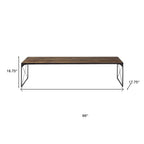 66" Brown And Black Metal and Solid Wood Bench