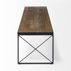 66" Brown And Black Metal and Solid Wood Bench