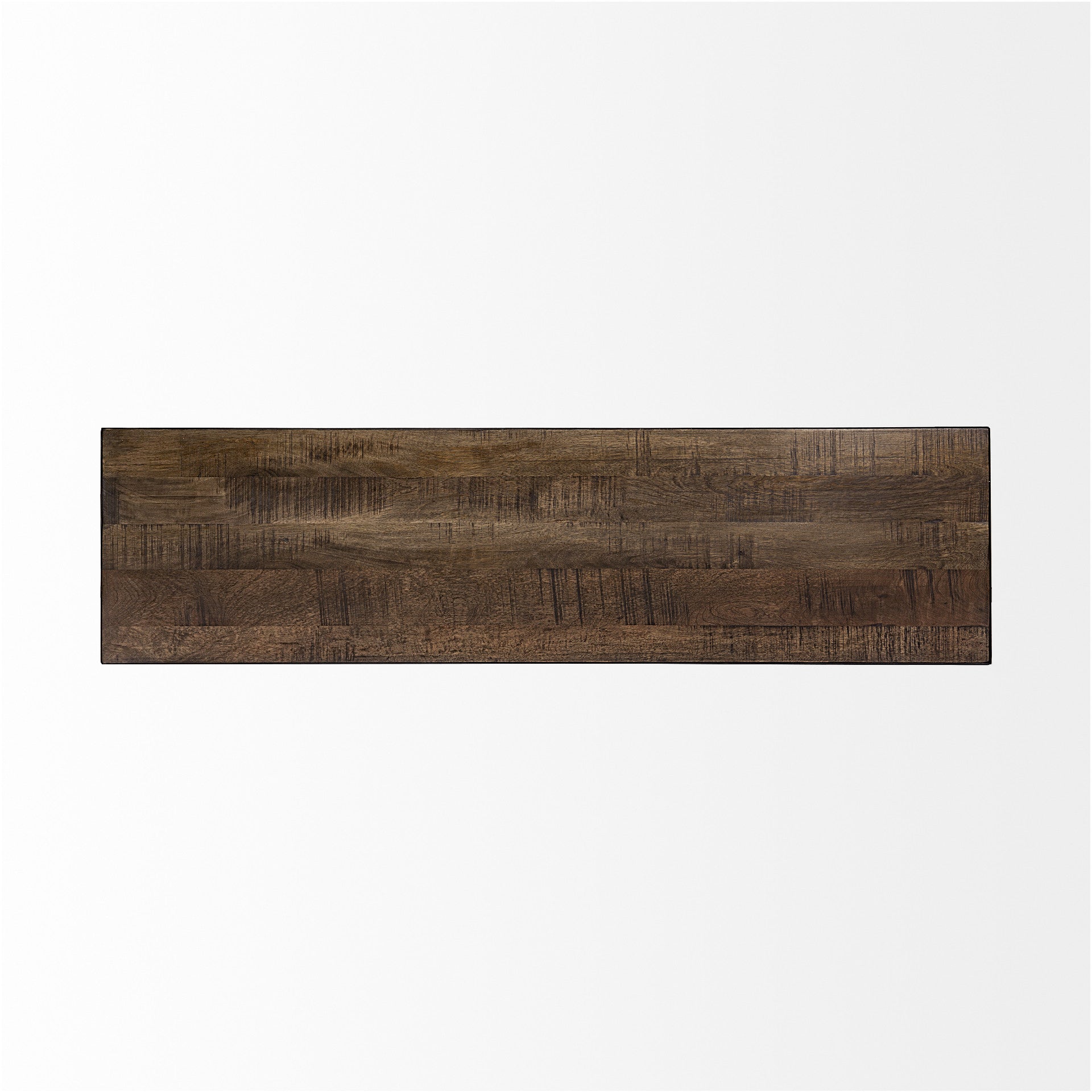 66" Brown And Black Metal and Solid Wood Bench