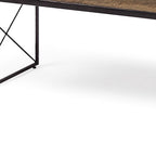 66" Brown And Black Metal and Solid Wood Bench